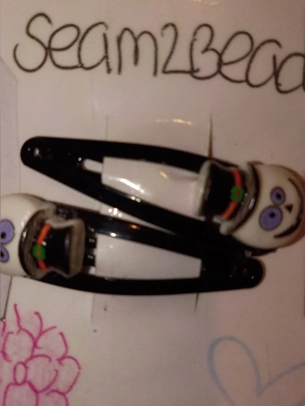 Kids Black Halloween Skull Snap Hair Clips